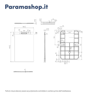 Piatto doccia 90x140 cm in marmoresina grigio effetto pietra | Paros