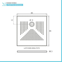 Piatto doccia quadrato 80x80 H3 cm in ceramica bianco opaco con antiscivolo | Ruy