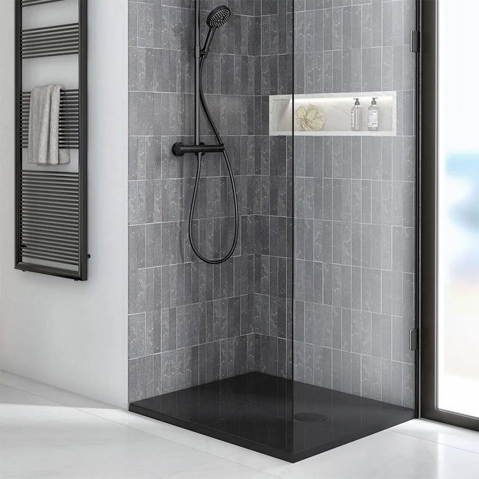 Piatto doccia quadrato 80x80 H3 cm in ceramica nero opaco con antiscivolo | Ruy