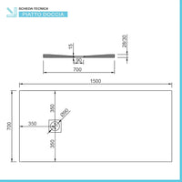 Piatto doccia resina 70x150 antracite effetto pietra filo pavimento  Loren