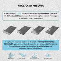 Piatto doccia resina 70x150 antracite effetto pietra filo pavimento  Loren