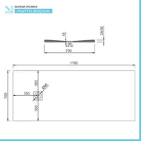 Piatto doccia resina 70x170 antracite pietra filo pavimento slim   Loren