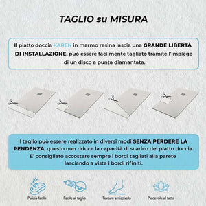 Piatto doccia resina 70x70 su misura ghiaccio effetto pietra Karen