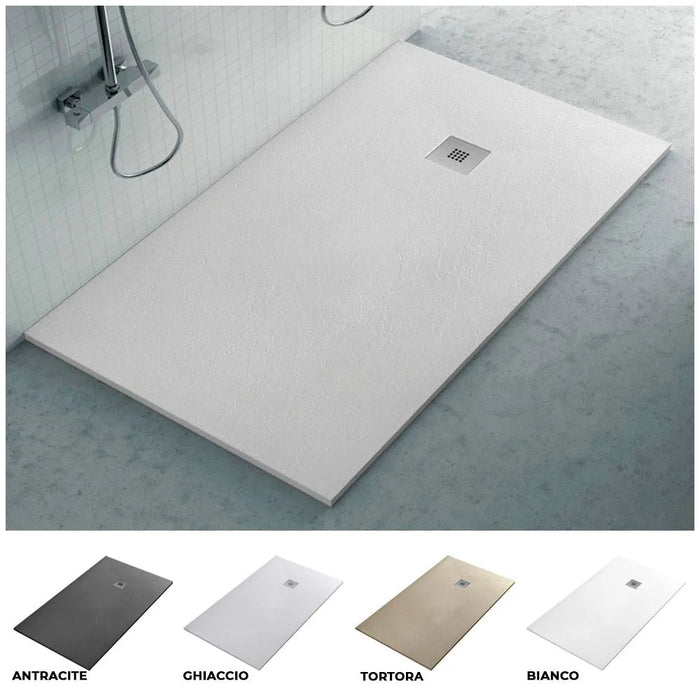 Piatto doccia resina 70x70 su misura ghiaccio effetto pietra Karen