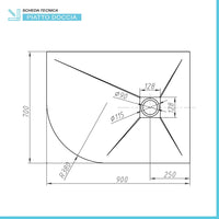 Piatto doccia resina 70x90 semicircolare destro bianco pietra riducibile  Loren