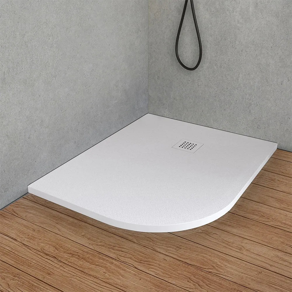 Piatto doccia resina 70x90 semicircolare destro bianco pietra riducibile  Loren