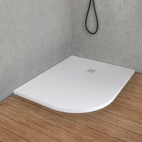 Piatto doccia resina 70x90 semicircolare destro bianco pietra riducibile  Loren