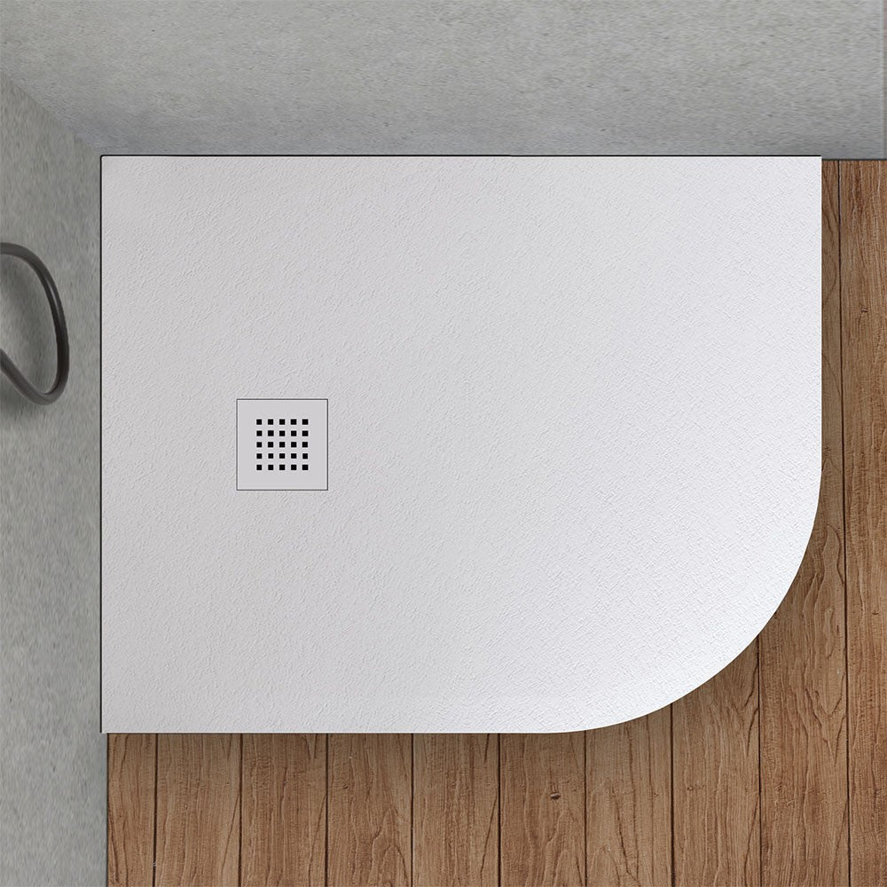 Piatto doccia resina 70x90 semicircolare sinistro bianco pietra filo pavimento  Loren