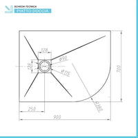 Piatto doccia resina 70x90 semicircolare sinistro bianco pietra filo pavimento  Loren