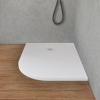 Piatto doccia resina 70x90 semicircolare sinistro bianco pietra filo pavimento  Loren