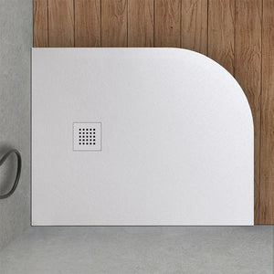 Piatto doccia resina 80x100 semicircolare destro bianco pietra riducibile   Loren