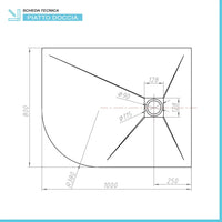 Piatto doccia resina 80x100 semicircolare destro bianco pietra riducibile   Loren