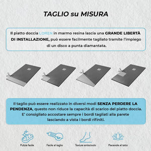 Piatto doccia resina 80x160 antracite pietra filo pavimento ultra slim  Loren