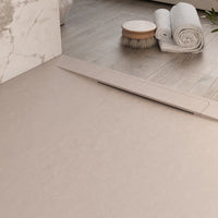 Piatto doccia in marmoresina sabbia effetto pietra cemento vincent, misura 90x180