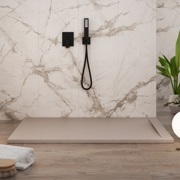 Piatto doccia in marmoresina sabbia effetto pietra cemento vincent, misura 90x200