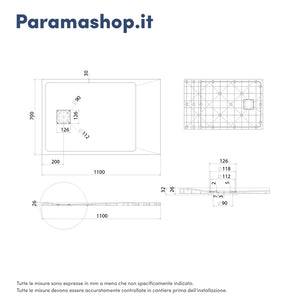 Piatto doccia 70x110 cm colore bianco effetto pietra | Samos