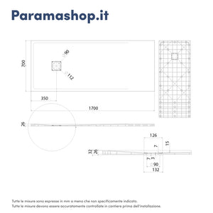 Piatto doccia 70x170 cm colore bianco effetto pietra | Samos