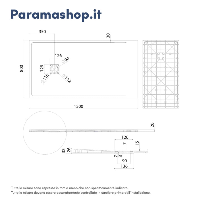 Piatto doccia 80x150 cm colore marrone effetto pietra | Samos