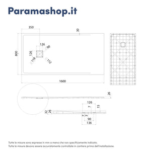 Piatto doccia 80x160 cm colore bianco effetto pietra | Samos