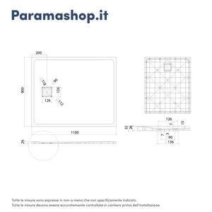 Piatto doccia 90x110 cm colore bianco effetto pietra | Samos