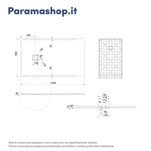 Piatto doccia 90x150 cm colore grigio effetto pietra | Samos