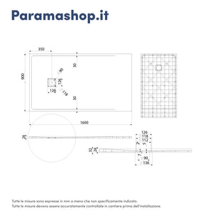 Piatto doccia 90x160 cm colore bianco effetto pietra | Samos