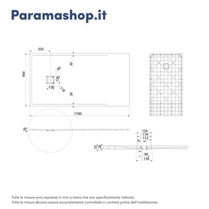 Piatto doccia 90x170 cm colore bianco effetto pietra | Samos