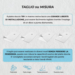 Piatto doccia semicircolare 100x100 bianco riducibile su misura Ten