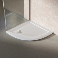 Piatto doccia 80x80 semicircolare effetto pietra bianco in acrilico altezza slim | Petra