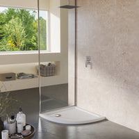 Piatto doccia 80x80 semicircolare effetto pietra bianco in acrilico altezza slim | Petra