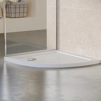 Piatto doccia 80x80 semicircolare effetto pietra bianco in acrilico altezza slim | Petra