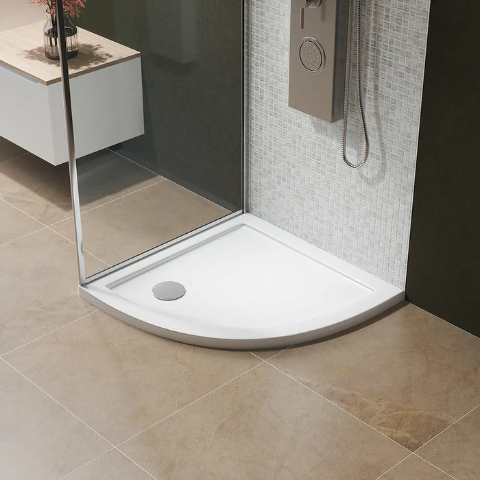 Piatto doccia semicircolare 90x90 cm bianco lucido bordato in acrilico rinforzato | Asteios