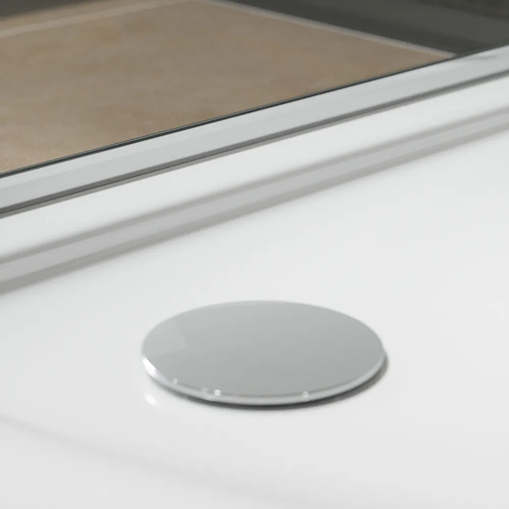 Piatto doccia semicircolare 90x90 cm bianco lucido bordato in acrilico rinforzato | Asteios