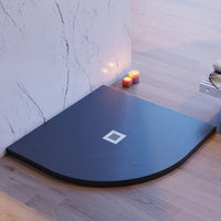 Piatto doccia semicircolare grigio scuro effetto pietra cemento, misura 90x90