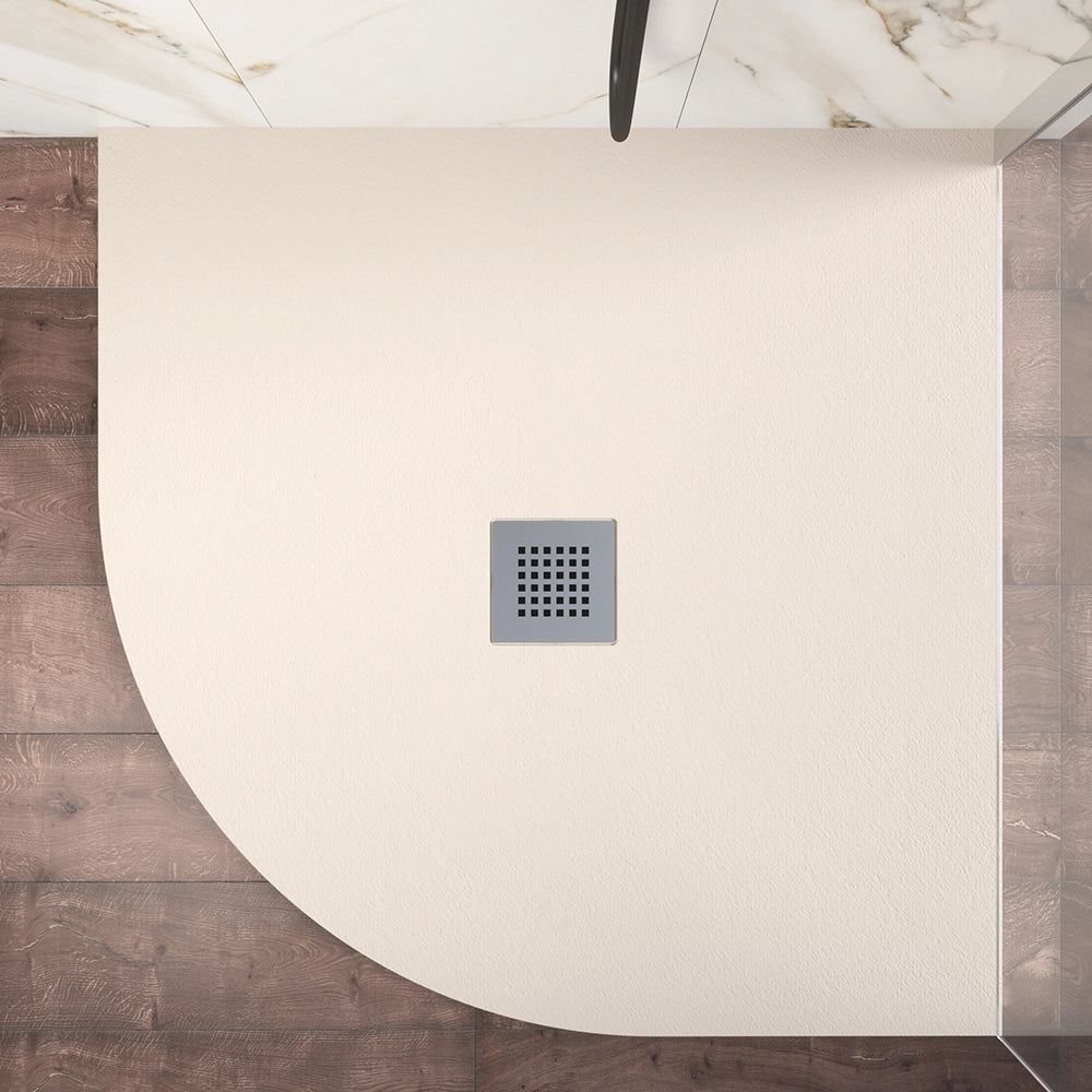 Piatto doccia semicircolare 80x80cm in marmoresina avorio effetto pietra | Kos