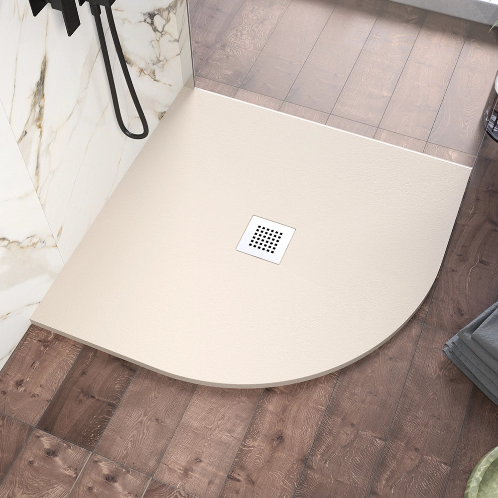 Piatto doccia semicircolare 80x80cm in marmoresina avorio effetto pietra | Kos