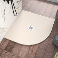Piatto doccia semicircolare 80x80cm in marmoresina avorio effetto pietra | Kos
