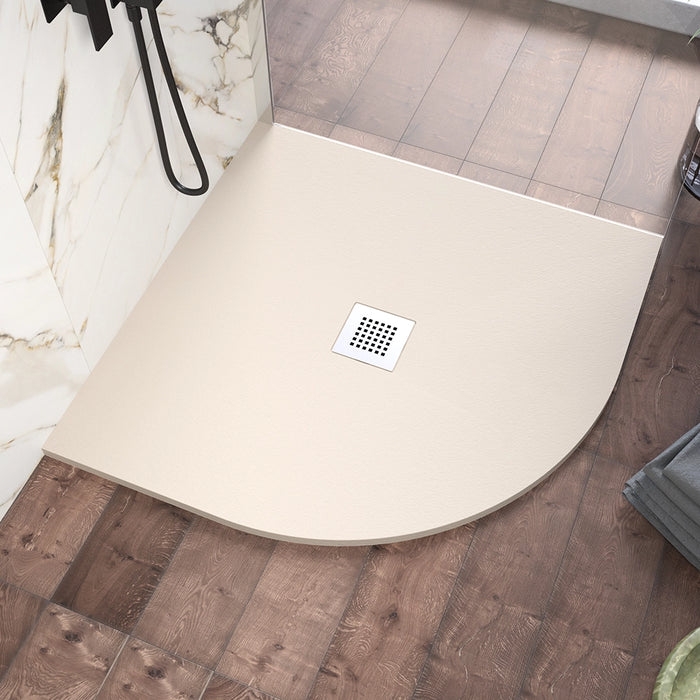 Piatto doccia semicircolare 80x80cm in marmoresina avorio effetto pietra | Kos