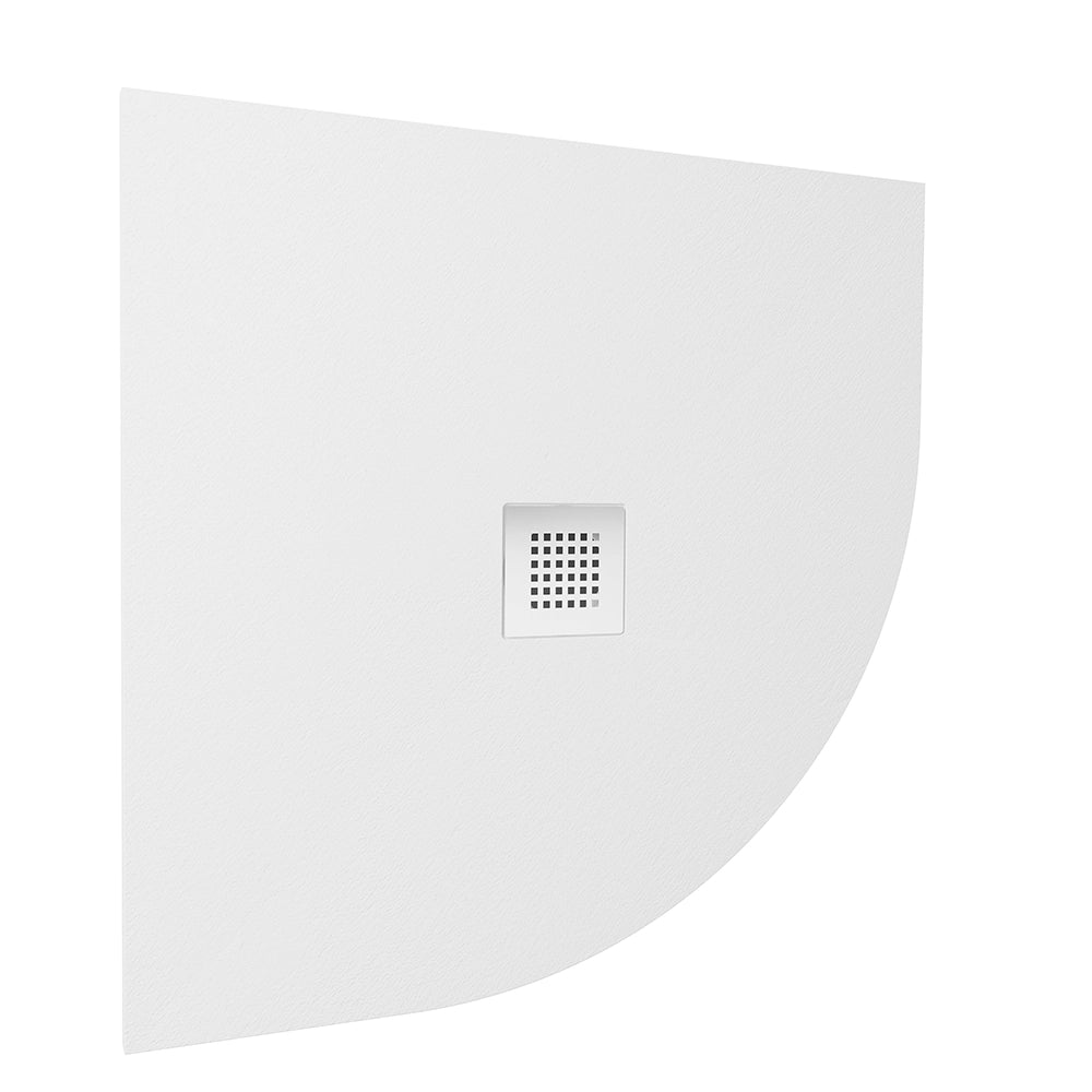 Piatto doccia semicircolare 80x80cm in marmoresina bianco effetto pietra | Kos