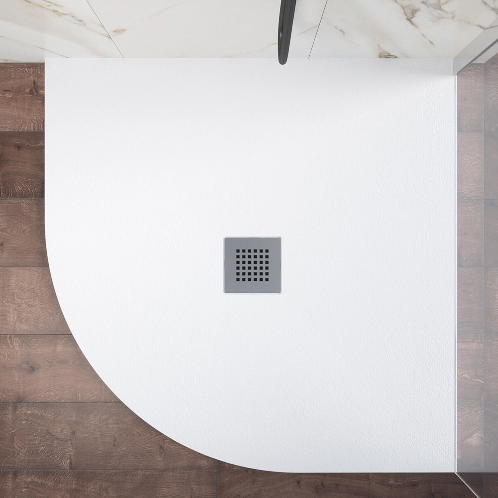 Piatto doccia semicircolare 80x80cm in marmoresina bianco effetto pietra | Kos