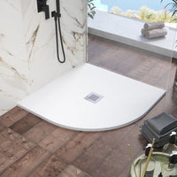 Piatto doccia semicircolare 80x80cm in marmoresina bianco effetto pietra | Kos