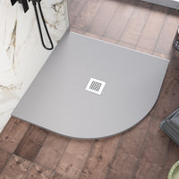 Piatto doccia semicircolare 80x80cm in marmoresina grigio effetto pietra | Kos