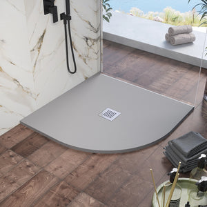 Piatto doccia semicircolare 80x80cm in marmoresina grigio effetto pietra | Kos