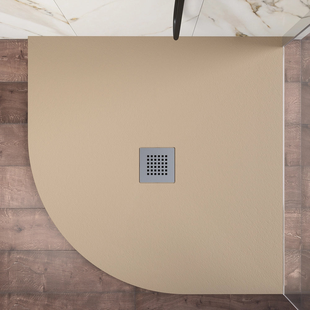 Piatto doccia semicircolare 80x80cm in marmoresina marrone effetto pietra | Kos