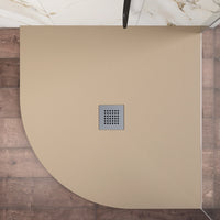 Piatto doccia semicircolare 80x80cm in marmoresina marrone effetto pietra | Kos