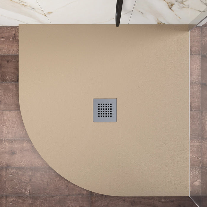 Piatto doccia semicircolare 80x80cm in marmoresina marrone effetto pietra | Kos