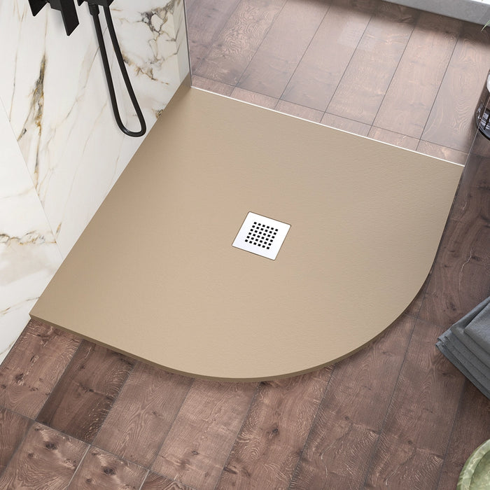 Piatto doccia semicircolare 80x80cm in marmoresina marrone effetto pietra | Kos