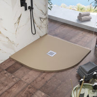 Piatto doccia semicircolare 80x80cm in marmoresina marrone effetto pietra | Kos