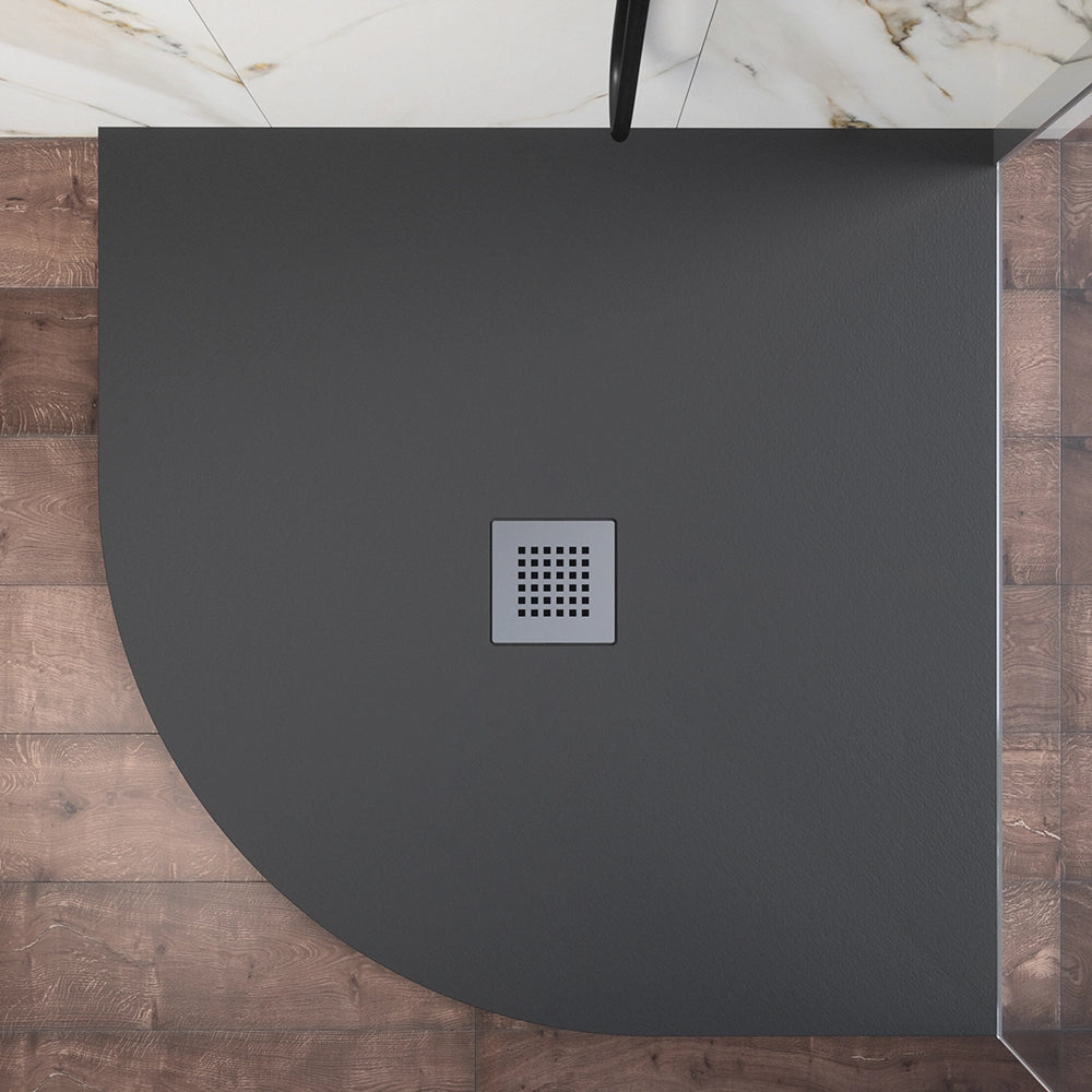 Piatto doccia semicircolare 80x80cm in marmoresina nero effetto pietra | Kos