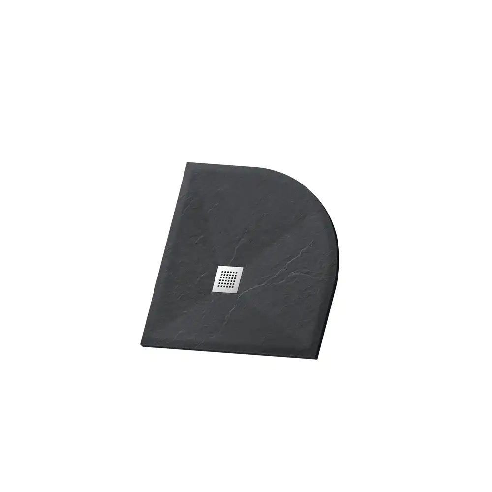 Piatto doccia semicircolare 80x80cm effetto pietra nero antracite in marmoresina e gel coat | Messapia